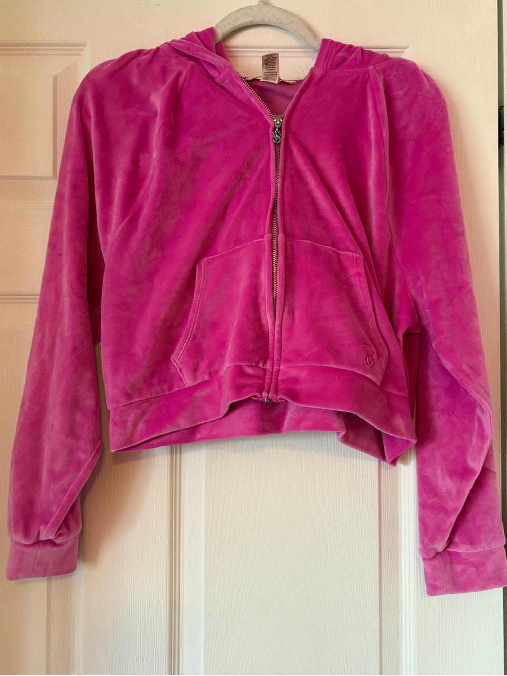 Victoria’s Secret Magenta Velour Zip-Up Hoodie Sweatshirt